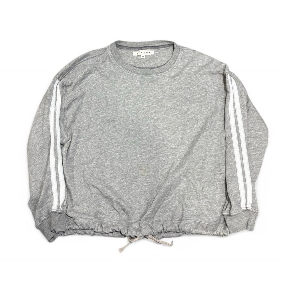 XiRENA Crew Neck Sweatshirt Drawstring Waist Track Stripes